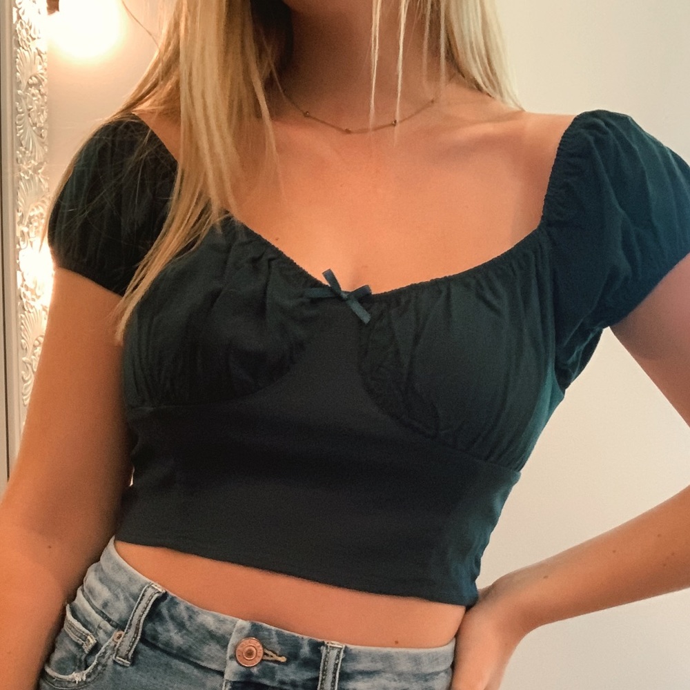 Dark Green Crop Top